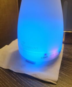 Diffuserlove Essential Oil Diffusers 200ML Remote Control Ultrasonic Mist Humidifiers BPA-Free Aromatherapy Diffuser with 7 Color Lights, Auto Shut-Off for Bedroom Office Kitchen White 40 71ZGjkEFTcL