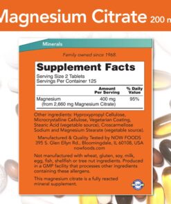 NOW Supplements, Magnesium Citrate 200 mg, Enzyme Function*, Nervous System Support*, 250 Count (Pack of 1) 250 Count (Pack of 1) 14 71ZGoKPPnDL