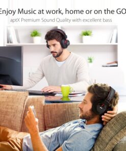 Avantree Audition - Bluetooth Over-Ear Headphones with Long-Lasting Durable Build, Built-in Mic, 40h Battery Life and Wireless or Wired Modes for Phone, PC & Laptop Black, Red 34 71ZIMD6EY9L