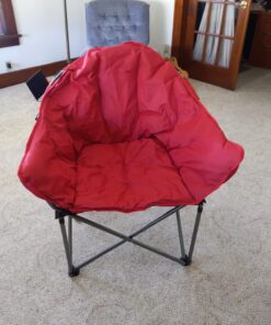 ALPHA CAMP Oversized Camping Chairs Padded Moon Round Chair Saucer Recliner with Folding Cup Holder and Carry Bag Red 30 71ZKEY24BjL