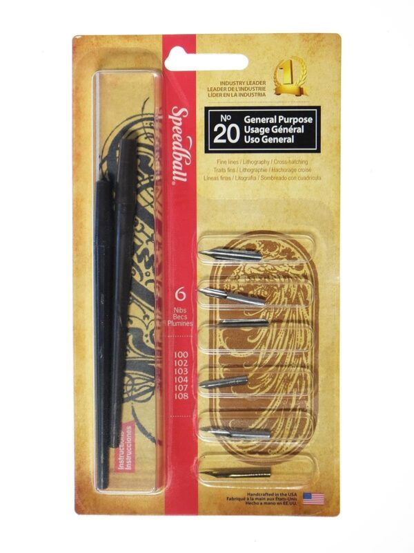 Catalog 8 Speedball No. 20 General Purpose Pen Set - 2 Penholders w/ 6 Pen Points