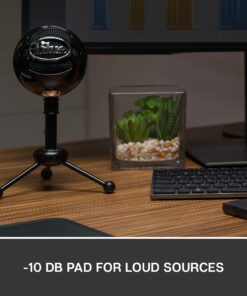 Logitech for Creators Blue Snowball USB Microphone for PC, Mac, Gaming, Recording, Streaming, Podcasting, Condenser Mic with Cardioid and Omnidirectional Pickup Patterns, Stylish Retro Design – Black Gloss Black 71 71ZMk81HbuL