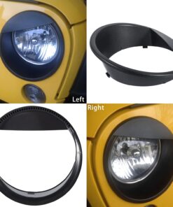 Opall Black Bezels Front Light Headlight Angry Bird Style Trim Cover for Jeep Wrangler JK JKU Rubicon Sahara 2007-2018, not for JL 23 71ZNKZcszzL