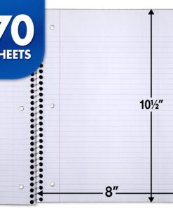 Alternative view of Mead Spiral Notebooks, 6 Pack, 1 Subject, College Ruled Paper, 7-1/2" x 10-1/2", 70 Sheets per Notebook, Color Will Vary (73065) Primary Colors