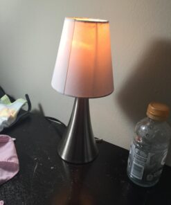 Simple Designs LT2014-WHT-2PK Valencia Brushed Nickel Mini Touch Table Lamps with Fabric Shades, White (Pack of 2) Brushed Nickel Base with White Shades 46 71ZPz4EpEKL