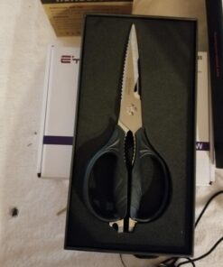 Kitchen Shears, TANSUNG Kitchen Scissors Heavy Duty Dishwasher Safe Food Scissors, Multipurpose Scissors Stainless Steel Kitchen Scissors for Chicken, Poultry, Vegetables, Meat, Fish, Herbs, BBQ Black 37 71ZQHaD2GL