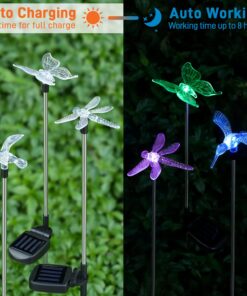 Alternative view of Solar Garden Lights - 3 Pack Solar Stake Light, Color Changing Solar Powered Decorative Landscape Lighting Hummingbird Butterfly Dragonfly for Outdoor Path, Yard, Lawn, Lawn, Halloween, Christmas