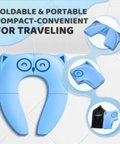 Gimars Upgrade Non-Slip Easily Removed Foldable Travel Potty Seat for Toddlers & Kids, Portable Toilet Seat Cover Fits All Shape Toilets, 6 Large Non-slip Silicone Pads, Free Carry Bag Blue 36 71ZRA9ZeOxL
