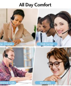 HROEENOI Premium USB Wired Headset with Noise-Cancelling Microphone, Ideal for PC, Laptop, Zoom Calls, Skype Meetings, Call Centers, and Home Office Use with in-Line Controls for Volume & Mic Mute 1 Pack 19 71ZRdt1lLuL