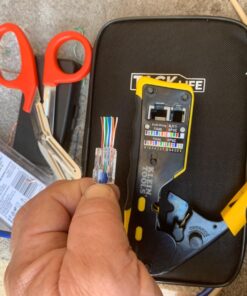 Klein Tools VDV226-110 Ratcheting Modular Data Cable Crimper / Wire Stripper / Wire Cutter for RJ11/RJ12 Standard, RJ45 Pass-Thru Connectors 52 71ZToxrLQcL