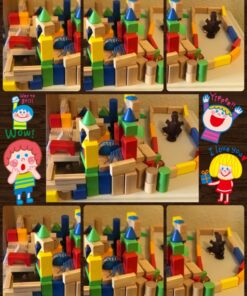 Cubbie Lee Premium Wooden Building Blocks Set - 100 pc for Toddlers Preschool Age - Classic Hardwood Plain & Colored Small Wood Block Pieces for Boys & Girls - Classic Build & Play Toy 38 71ZUmdeJTiL