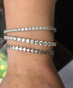 Amazon Collection Sterling Silver Tennis Bracelet set with Round Cut Infinite Elements Cubic Zirconia, White/Platinum 7.25" 4 mm 19 71ZV4TsHwRL