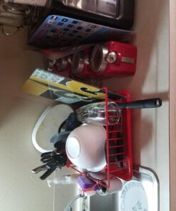 Dish Drying Rack (Red) | By Home Basics | Dish Drainers For Kitchen Counter | With Sloping Tray and Utensil Holder | Big Dish Drying Rack 20 71ZVRZ6kWNL