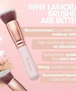 Kabuki Makeup Brush Set - Foundation Powder Blush Concealer Contour Brushes - Perfect For Liquid, Cream or Mineral Products - 10 Pc Collection With Premium Synthetic Bristles For Eye and Face Cosmetic Rose 30 71ZXR10k6L