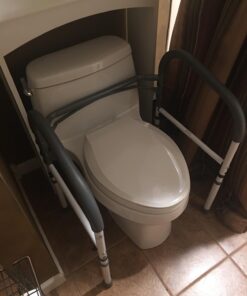 Vaunn Deluxe Folding Safety Toilet Rail, Adjustable and Foldable Toilet Safety Frame, Bathroom Handrail Assist Grab Bar Handle, Gray 48 71ZYHoMeOdL