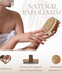 Dry Brushing Body Brush - Best for Exfoliating Dry Skin, Lymphatic Drainage and Cellulite Treatment - Organic Spa Exfoliator and Massage Scrub Brush with Natural Boar Bristles 1 Count (Pack of 1) 26 71ZZclX2zKL