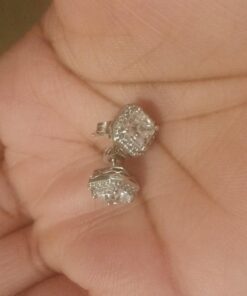 Amazon Collection Platinum or Gold Plated Sterling Silver Halo Earrings set with Asscher Cut Infinite Elements Cubic Zirconia 24 71ZZspyBqKL