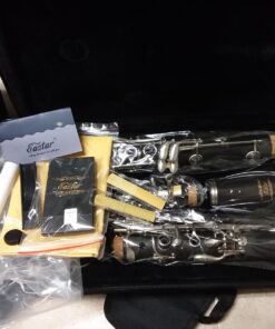 Eastar B Flat Clarinet for Beginner, Ebonite Clarinet Nickel-plated with 2 Barrels, 3 Reeds, White Gloves, Hard Case, Cleaning Kt, ECL-300 Nickel keys, Student style 41 71ZaP9byBJL