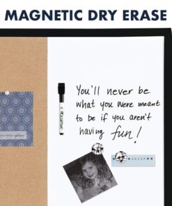 Quartet Combination Magnetic Whiteboard & Corkboard, 17" x 23", Combo Dry Erase White Board & Cork Board, Curved Frame, Message Board, Black Frame (41723-BK) 17" x 23" Combo (Black Curved Frame) 22 71ZbA7nDWOL
