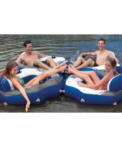 Intex River Run Connect 18 Gauge Vinyl Lounge Inflatable Floating Water Pool Tubes with 2 Cup Holders and Handles for Adults (4 Pack) 27 71Zc48JQirL