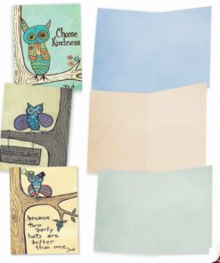 The Best Card Company - 10 Blank Note Cards for Kids (4 x 5.12 Inch) - Cute Assorted Boxed Notecards, Fun Child Cards - Life's A Hoot M6630OCB 12 71Ze1A0UpIL