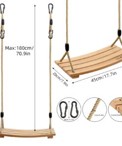 Pellor Wood Tree Swing Seat,Indoor Outdoor Rope Wooden Swing Set for Children Adult Kids 17.7x7.9x0.6 inch Burlywood 24 71ZfDrED2bS