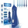 Oralfree Water Dental Flosser Cordless for Teeth Cleaning - 4 Modes Oral Irrigator 300ML Braces Flossers Cleaner, Rechargeable Portable IPX7 Waterproof Powerful Battery for Travel Home 02_blue 23 71ZfSxeB5eL