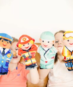 Melissa & Doug Jolly Helpers Hand Puppets (Set of 4) - Construction Worker, Doctor, Police Officer, and Firefighter - Role Play Hand Puppets, Soft Hand Puppets For Toddlers Ages 2+ Standard Packaging 17 71ZgxYvneL