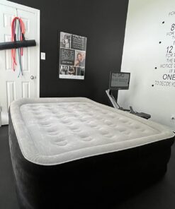 King Koil Luxury Air Mattress Queen with Built-in Pump for Home, 20” Queen Size Inflatable Airbed Luxury Double High Adjustable Blow Up Mattress, Durable - Portable and Waterproof, Black 20 Inch 67 71ZintIRZwL