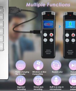64GB Digital Voice Recorder Voice Activated Recorder with Playback - Upgraded Tape Recorder for Lectures, Meetings, Interviews, Audio Recorder USB Charge, MP3 28 71ZkjvAuplL