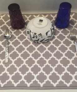 S&T INC. Dish Drying Mat for Kitchen, Absorbent, Reversible Microfiber Dish Mat, 16 Inch x 18 Inch, White Trellis 38 71Zl3E98pDL 1