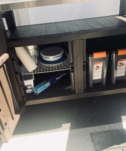 Keter Unity XL Outdoor Kitchen Island Rolling Cart Bar Table & Storage Cabinet, Grill Station with Utensil Hooks for Grilling Accessories, Brown Table and Cabinet 51 71ZmR8ZP6mL 1