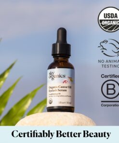 Sky Organics Organic Castor Oil Eyelash Serum for Lashes & Brows, 100% Pure & Cold-Pressed USDA Certified Organic to Strengthen, Moisturize & Condition, 1 fl. Oz 32 71ZoRD6JehL 3