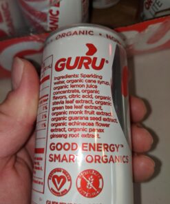 GURU Lite Natural Energy Drink - Low Calorie, Vegan, Organic Energy Drinks - Experience Energy Without the Jitters, Rush or Crash - 24 x 8oz/250ml Cans 8.4 Fl Oz (Pack of 24) 41 71ZpqWtHzL