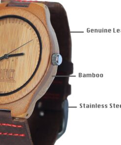 Luno Wear Men's Wood Watch, Genuine Leather, The Shoots 12 71ZtodNCyFL