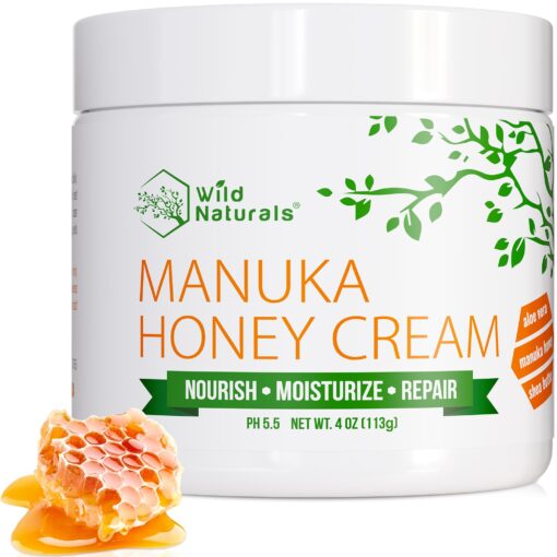 Manuka Honey Cream Moisturizer for Dry Skin - Eczema Honey Cream Face Moisturizer for Sensitive Skin - Soothing & Redness Relief Face Cream for Dry Skin - Face, Hand & Body Moisturizer for Women & Men 4 Ounce (Pack of 1)