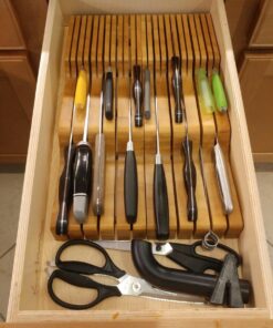 Bellemain 100% Pure Bamboo in Drawer Knife Block | Knife Drawer Organizer | Store Knives Safely with The Blades Down | Storage Solution for Your Kitchen | Knife Organizer Drawer Insert 47 71Zv PKuVdL