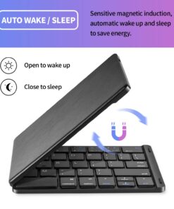 Samsers Foldable Bluetooth Keyboard - Portable Wireless Keyboard with Stand Holder, Rechargeable Full Size Ultra Slim Keyboard Compatible IOS Android Windows Smartphone Tablet and Laptop-Black Black 35 71ZwiFK54FL