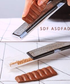 Zester Stainless Steel Grater, Long Ergonomic Handle Cheese, Lemon, Ginger & Potato Zester with Plastic Cover, with Rubber Base (Black) Black 9 71Zx AG2H6L