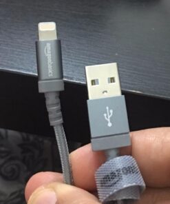 Amazon Basics Nylon Braided Lightning to USB A Cable, MFi Certified Apple iPhone Charger, Dark Gray, 3-Foot 3 Feet 1 48 71Zxd qSzuL
