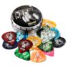 Donner Celluloid Guitar Picks 16 Pack with Tin Box includes Thin, Medium, Heavy & Extra Heavy Picks, for Acoustic Guitar Electric Guitar Ukulele 16 Pcs Picks Dazzle pattern