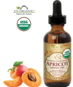 US Organic Apricot Kernel Oil, USDA Certified Organic,100% Pure & Natural, Cold Pressed Virgin, Unrefined in Amber Glass Bottle w/Glass Eyedropper for Easy Application (2 oz (Small)) 2 Fl Oz (Pack of 1) 13 71a MLftnVL