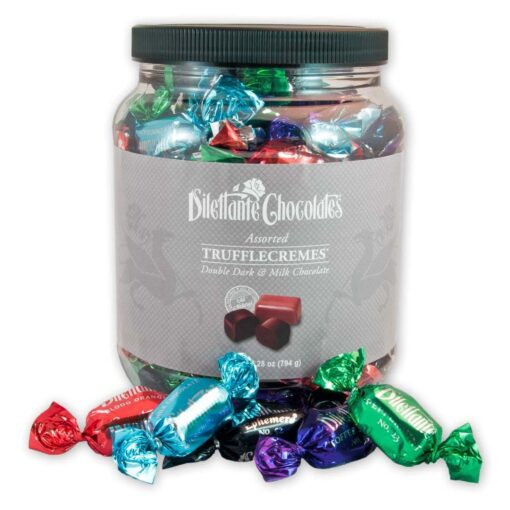 Assorted Chocolate TruffleCremes | 28-Ounce Jar | Covered in Premium Milk & Dark Chocolate | Made with All-Natural Ingredients | A Delicious Gift for Any Occasion | By Dilettante Chocolates