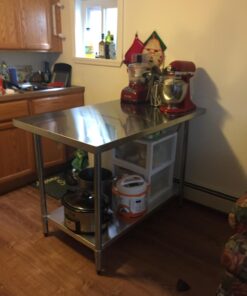 WATERJOY 48" x 30" Stainless Steel Table for Prep & Work Commercial Heavy Duty Kitchen Table with Adjustable Shelf and Wheels Installable(Without Wheel) 48" x 30" Without Wheel 47 71a1jGiev9L 3