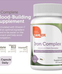 Zahler - Iron Supplement with Vitamin C - Capsule Iron Pills for Women and Men - High Absorption, Easy on Stomach, Kosher Ferrous Iron Supplements with Vitamins C, B12, Folate & More - 100 Count 100 Count (Pack of 1) 24 71a2ELRDqQL 3