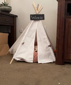 little dove Pet Teepee Dog & Puppy Cat Bed, Portable & Washable Pet Tents, House for Pets Beige Color 24 Inch no Cushion 31 71a3UlFCpL