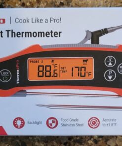 ThermoPro TP710 Instant Read Meat Thermometer Digital for Cooking, 2-in-1 Waterproof Kitchen Food Thermometer with Dual Probes and Dual Temperature Display for Oven, Grilling, Smoker & BBQ Upgrade 72 71a5DZcI3OL