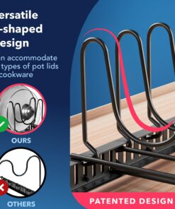 Pot Lid Holder 12+ Adjustable Dividers by BTH Expandable Pan and Pot Lid Organizer Rack for Cabinet – Heavy Duty Pot Lid Organizer for Kitchen Under Sink Drawer Pantry Storage (5.5"W, Dark Grey) LID HOLDER 5.5"W (DARK GREY) 24 71a6sGz4U8L