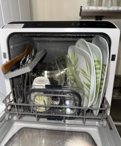 Hermitlux Countertop Dishwasher, 5 Washing Programs Portable Dishwasher With 5-Liter Built-in Water Tank For Glass Door 71 71a7CK8kYXL