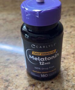Carlyle Melatonin 12 mg Fast Dissolve 180 Tablets | Drug Free | Natural Berry Flavor | Vegetarian, Non-GMO, Gluten Free 180 Count (Pack of 1) 48 71a7LgMBxyL